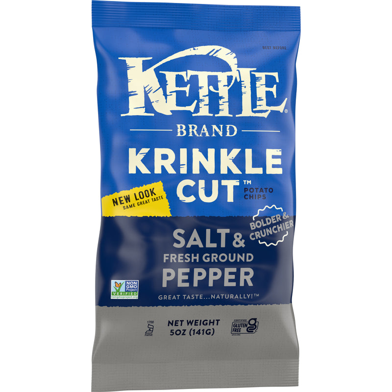 Kettle Brand Potato Chips Krinkle Cut Salt &fresh Ground Pepper Kettle Chips 5 Ounce Size - 8 Per Case.