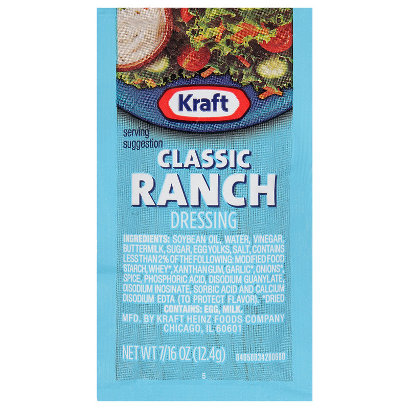 KRAFT Single Serve Ranch Salad Dressing 0.44 Ounce Packets 200 Per Case