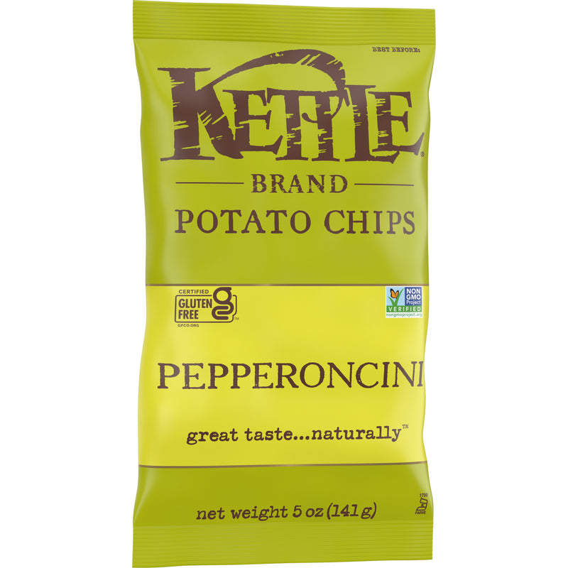 Kettle Brand Potato Chips Pepperoncini Kettle Chips 5 Ounce Size - 15 Per Case.