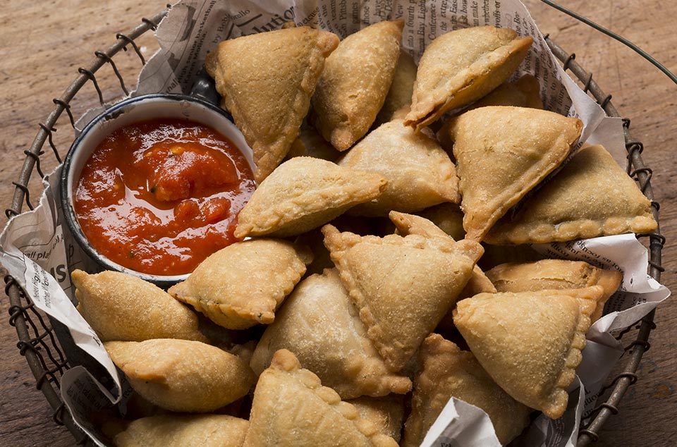 Monsoon Kitchens Large Vegetable Samosa, 4 Pounds Each - 2 Per Case.