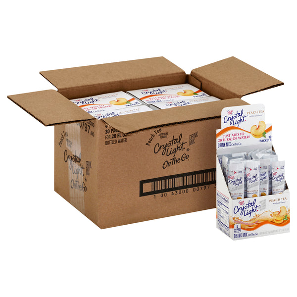 Crystal Light Peach Tea Powdered Drink Mix 120 Casepack 4 Boxes of 30 On-the-Go Packets