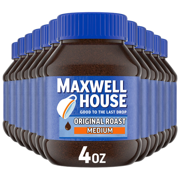 Maxwell House Coffee Instant Original Coffee, 4 Ounce Size - 12 Per Case.