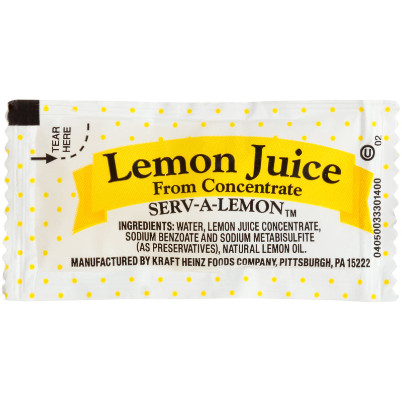 Portion Pac Single Serve Lemon Juice 4 Gram Packets 200 Per Case