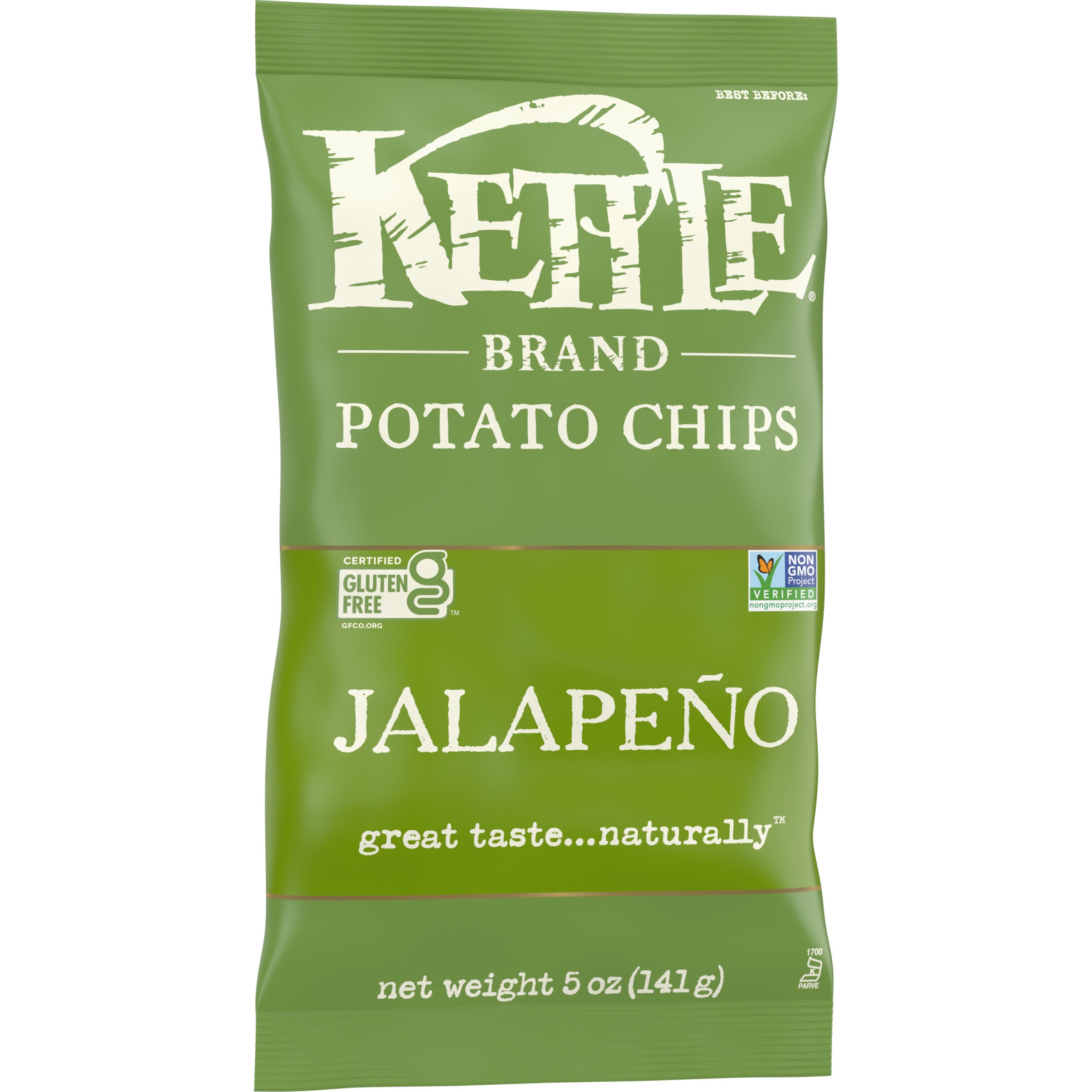 Kettle Brand Potato Chips Jalapeno Kettle Chips 5 Ounce Size - 8 Per Case.
