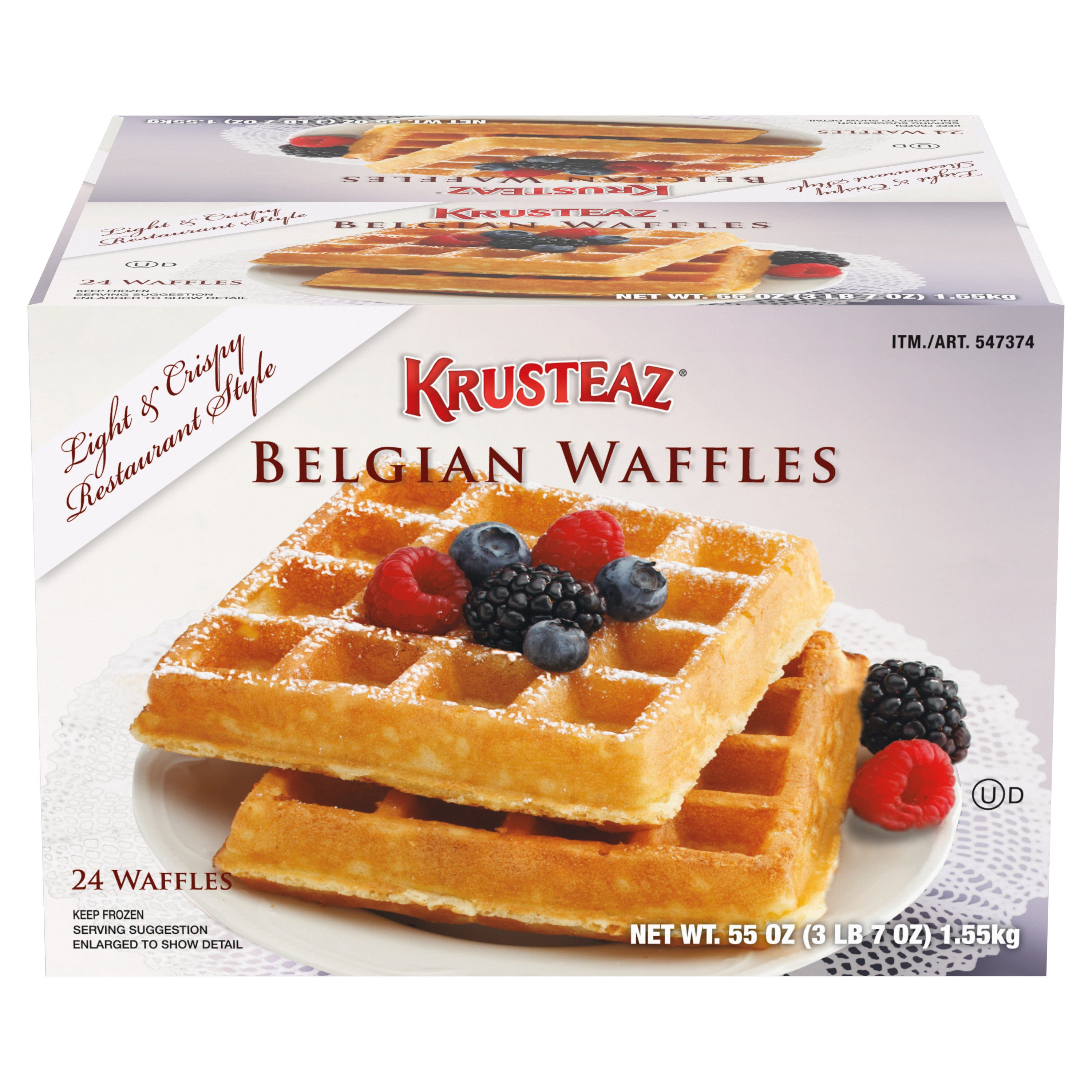 Krusteaz Belgian Waffle1.57 Ounce Size - 24 Per Case.