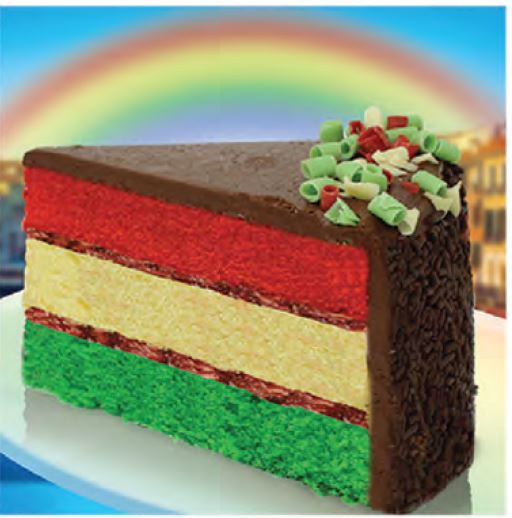 Love And Quiches 10 Inch Italian Rainbow Cake 14 Cut 2 Count - 1 Per Case.