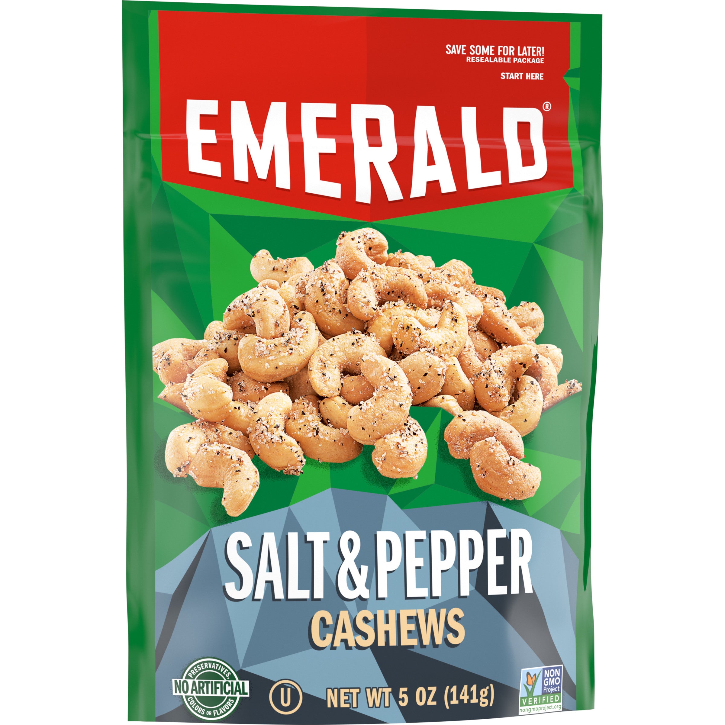Cashew Sea Salt Pepper Emerald 5 Ounce Size - 6 Per Case.