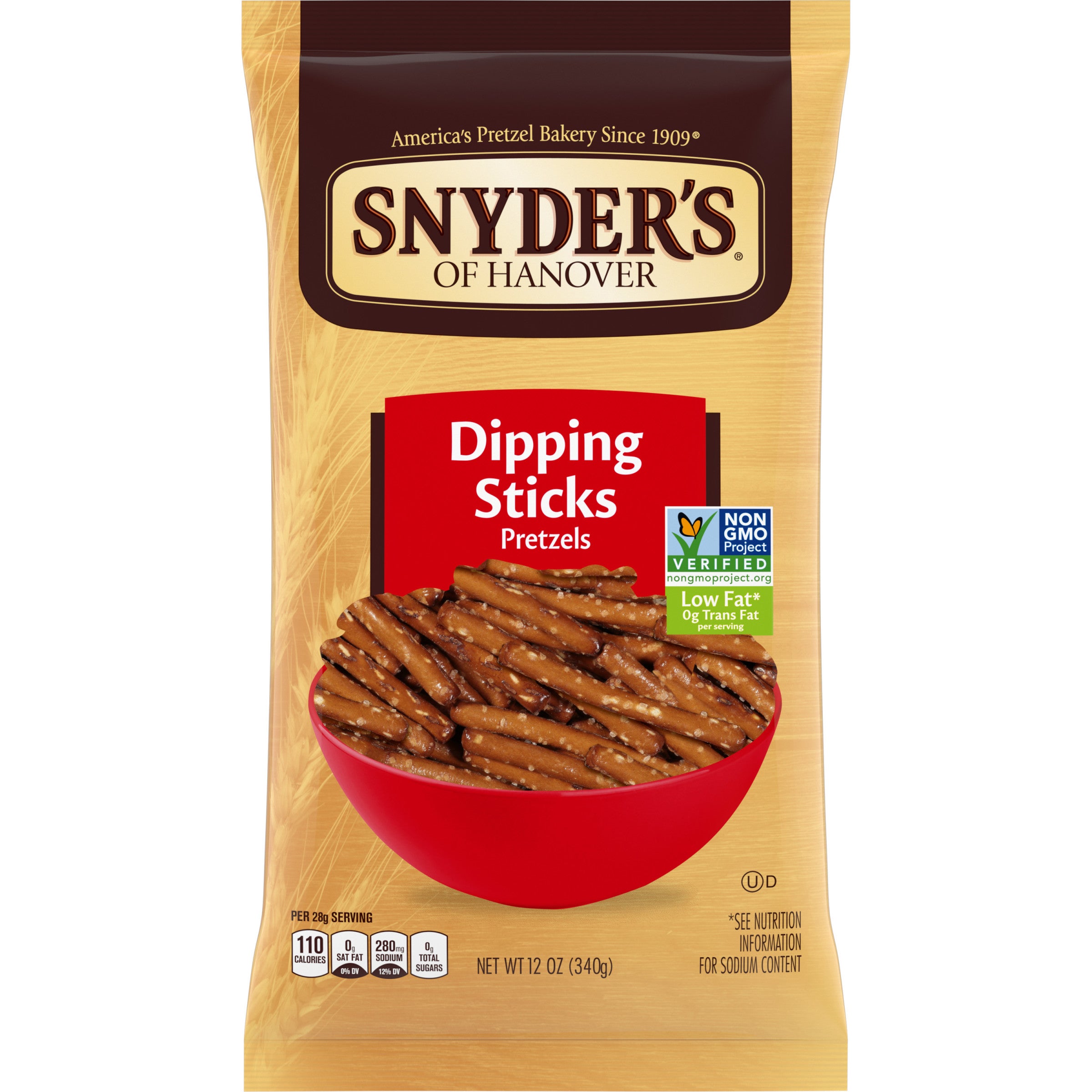 Snyder's Of Hanover Pretzel Dipping Sticks Bag 12 Ounce Size - 12 Per Case.