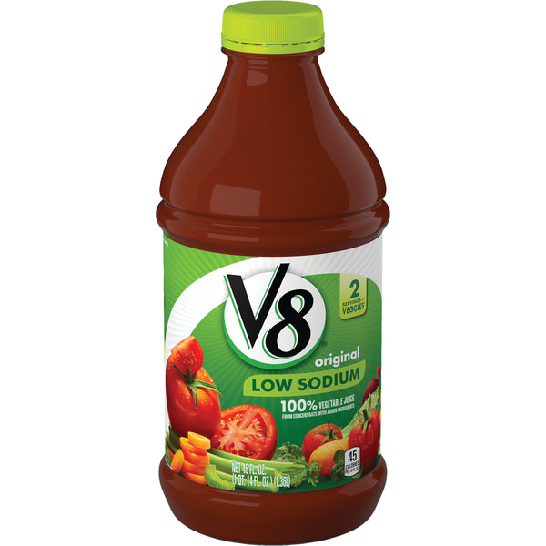 V8 Vegetable Juice Low Sodium 46 Fluid Ounce - 6 Per Case.