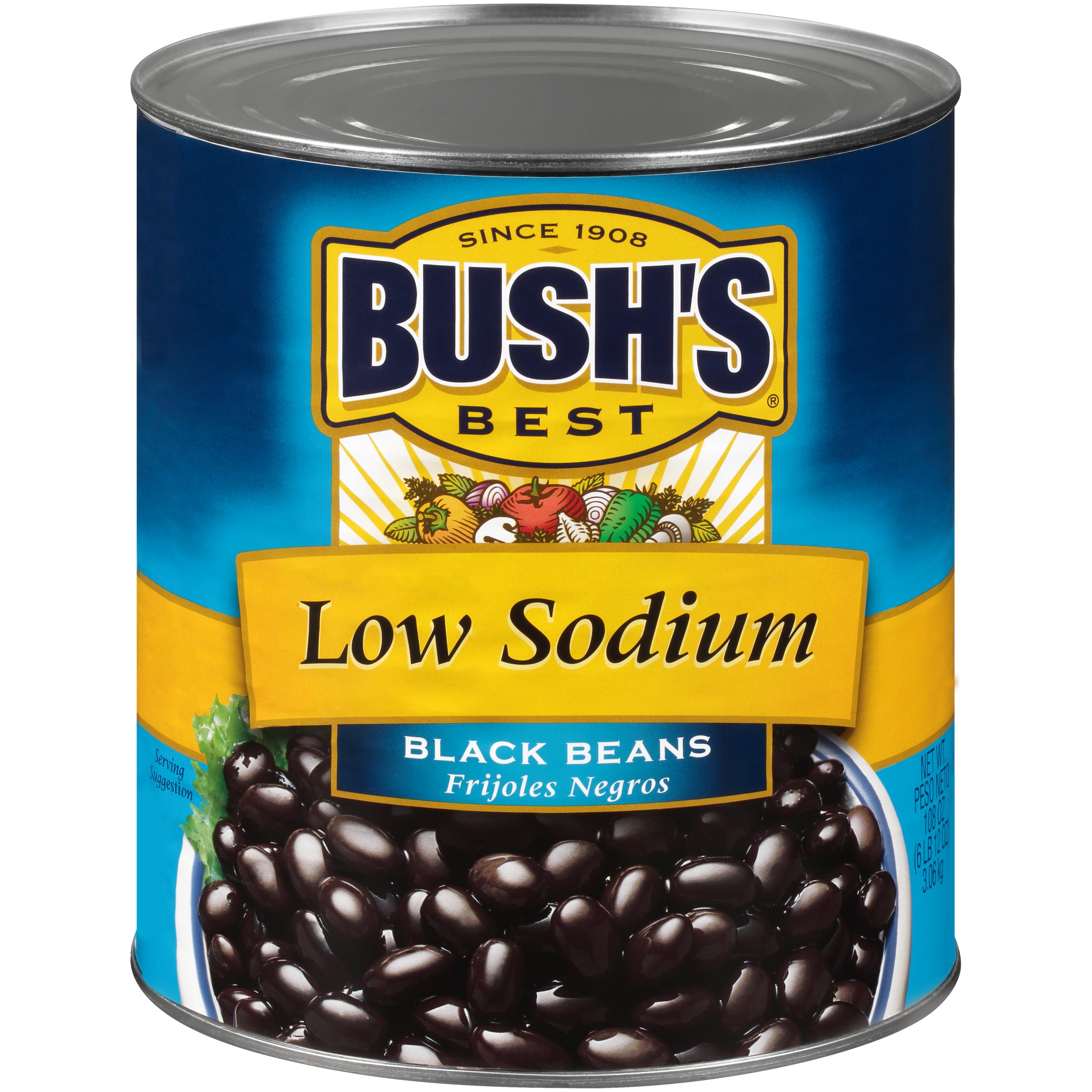 Bush's Low Sodium Black Beans 108 Ounce Size - 6 Per Case.