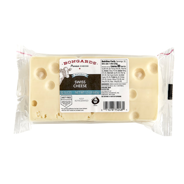 Bongards Cheese Swiss Slices 1.5 Pound Each - 8 Per Case.