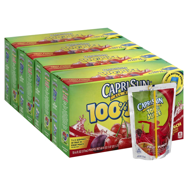 Capri Sun Juice Ready To Drink Fruit Punch Juice, 6 Fluid Ounce - 40 Per Case.