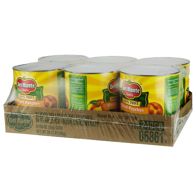Del Monte® Sliced Peaches In Pear Juice Can 105 Ounce Size - 6 Per Case.