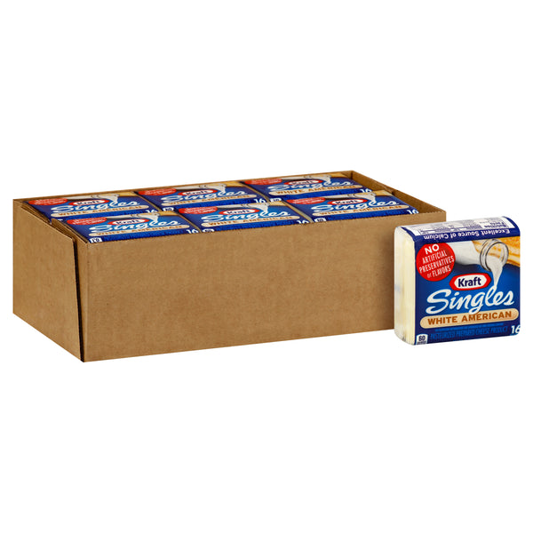 Kraft American White Individually Wrapped Cheese Slices, 12 Ounce Size - 12 Per Case.