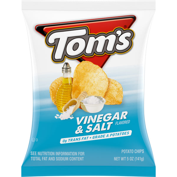 Tom's Potato Chips Vinegar And Salt 5 Ounce Size - 9 Per Case.