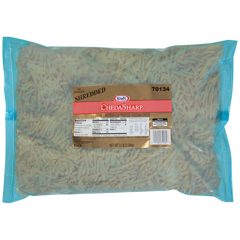 KRAFT ChedaSharp Shredded Cheddar Cheese 5 lb. Pouch 4 Per Case