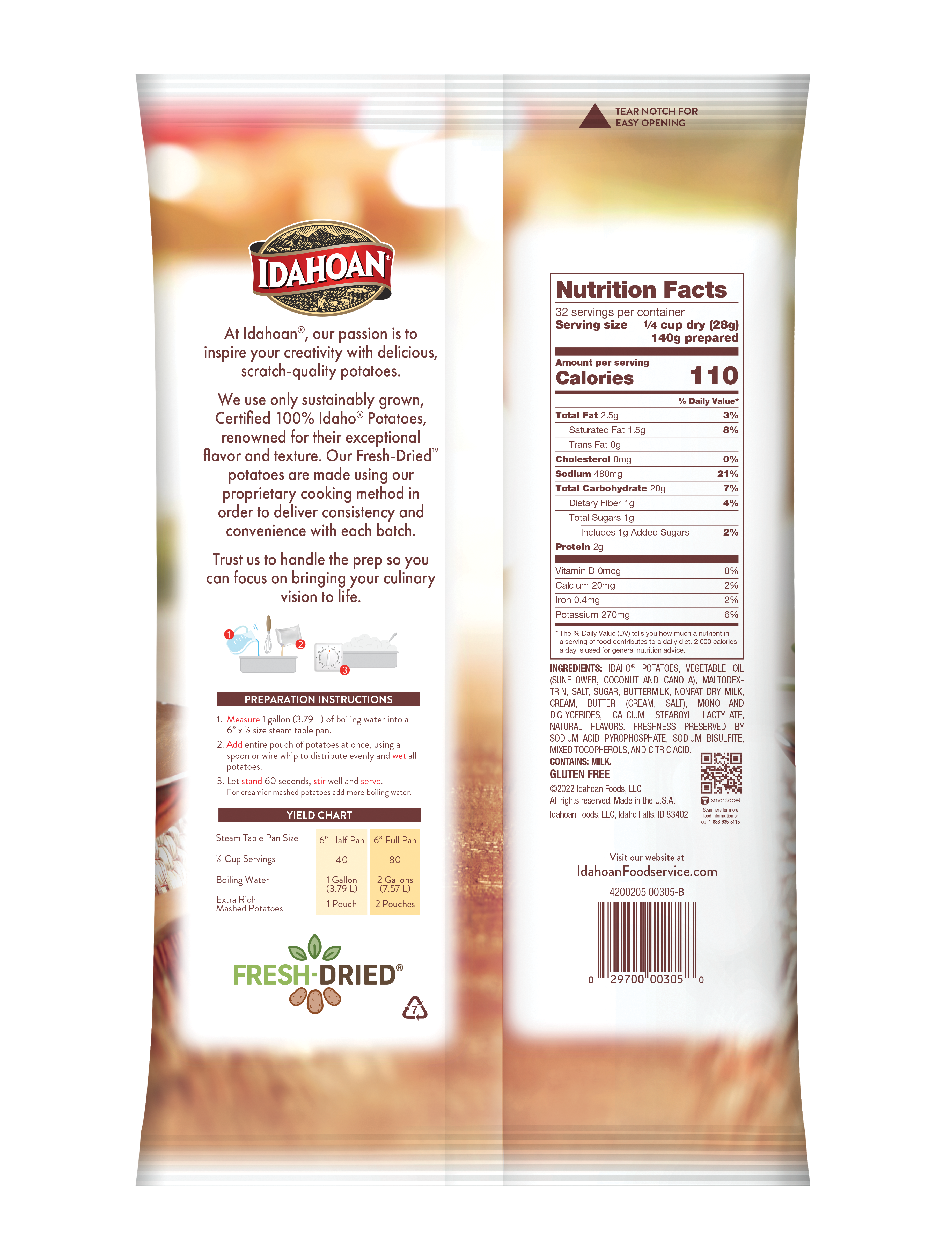 Idahoan® Creamy Extra Rich Mashed Potatoes Hs 31.5 Ounce Size - 8 Per Case.