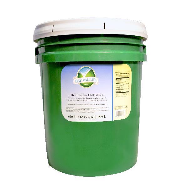 Bay Valley Hamburger Dill Pickle Premium Crinkle Cut 3/16 1-5 Gallon Gluten Free; Kosher 1-5 Gallon