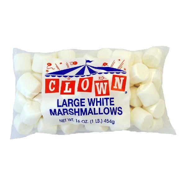 Clown Large White Marshmallows No Artificial Flavors 1 Pound Each - 12 Per Case.