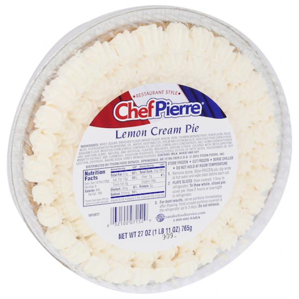 Chef Pierre Lemon Cream 10" Pie 1.687 Pound Each - 6 Per Case.