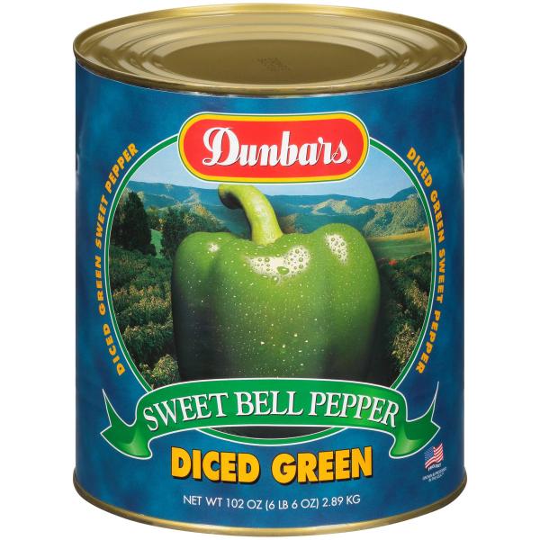 Diced Green Pepper Dunbar 102 Ounce Size - 6 Per Case.
