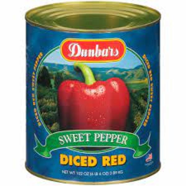 Diced Red Pepper Dunbar Label 102 Ounce Size - 6 Per Case.
