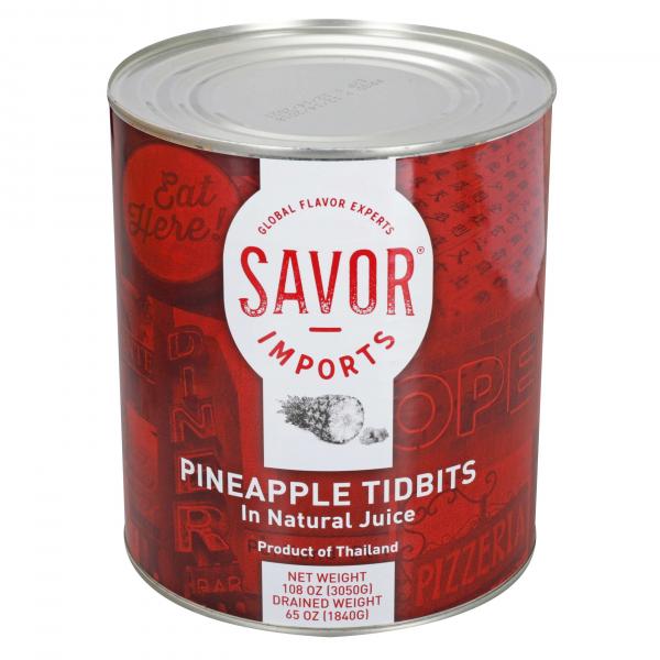 Savor Imports Pineapple Tidbits In Natural Juice Can 10 Cans - 6 Per Case.