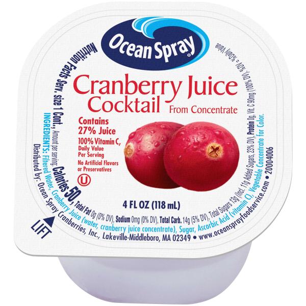 Cranberry Juice Cocktail 4 Fluid Ounce - 48 Per Case.