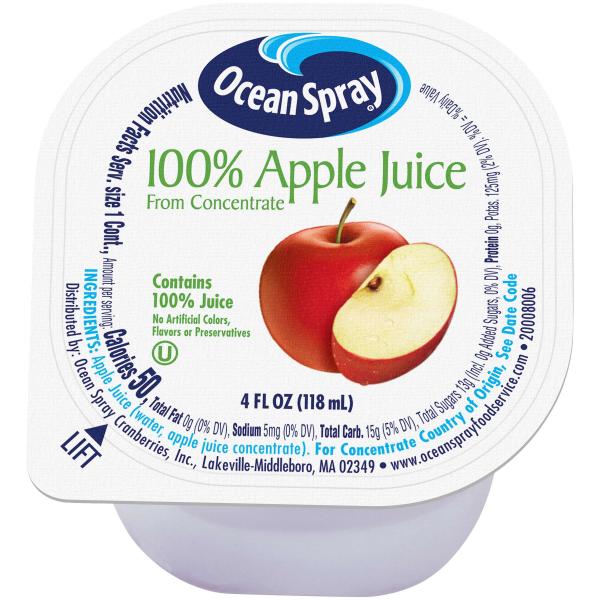 Apple Juice 4 Fluid Ounce - 48 Per Case.