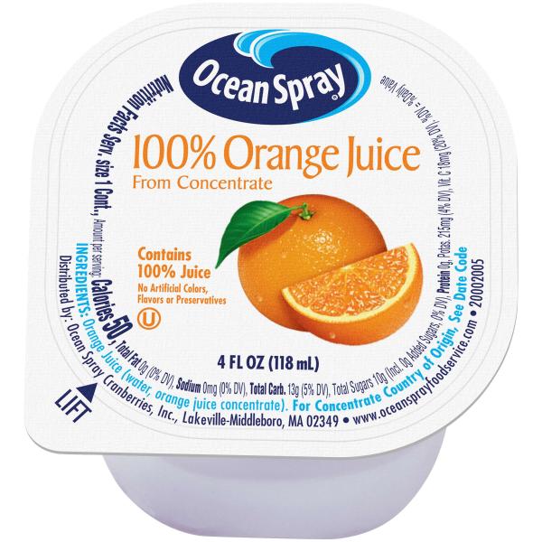Orange Juice 4 Fluid Ounce - 48 Per Case.