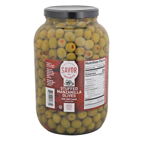 Savor Imports Stuffed Manzanilla Olives Per Ga 1 Gallon - 4 Per Case.