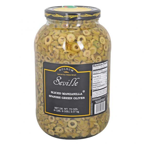 Savor Imports Sliced Green Olives In Glass Ga 1 Gallon - 4 Per Case.
