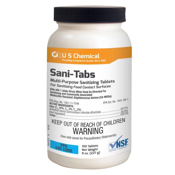 U Chemical Sanitizer Sanitizer Tabs 150 Count Packs - 6 Per Case.