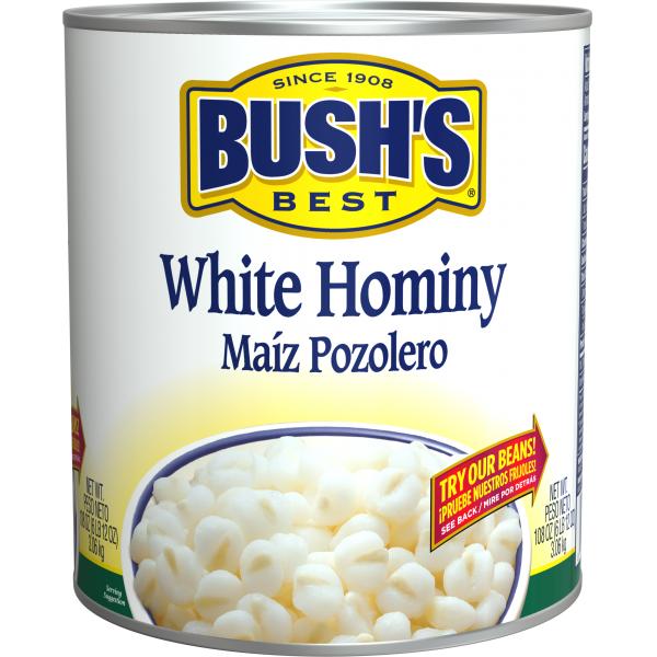 Bush's White Hominy 108 Ounce Size - 6 Per Case.