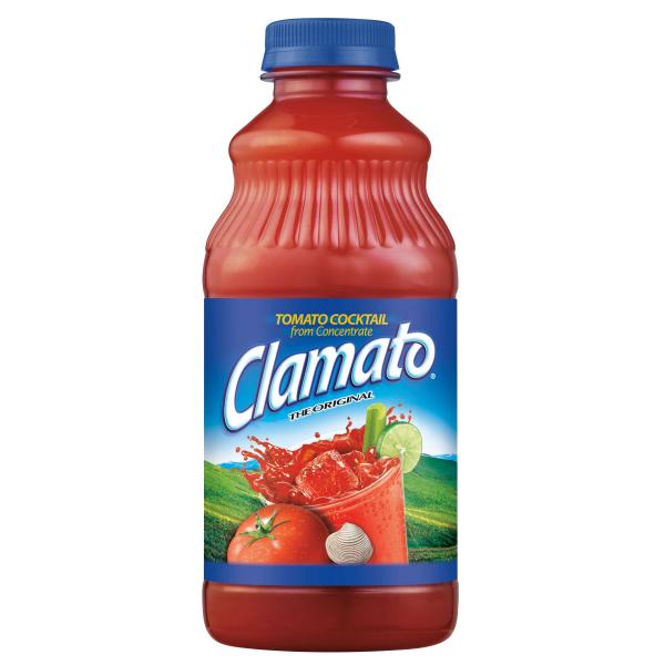 Clamato Original Tomato Cocktail Bottles 32 Fluid Ounce - 12 Per Case.