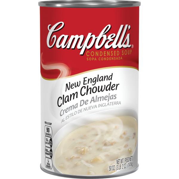 Campbell's Soup New England Clam Chowder Condensed 50 Ounce Size - 12 Per Case.