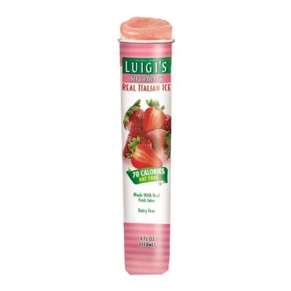Luigi Strawberry Real Italian Ice Tube 4 Fluid Ounce - 24 Per Case.