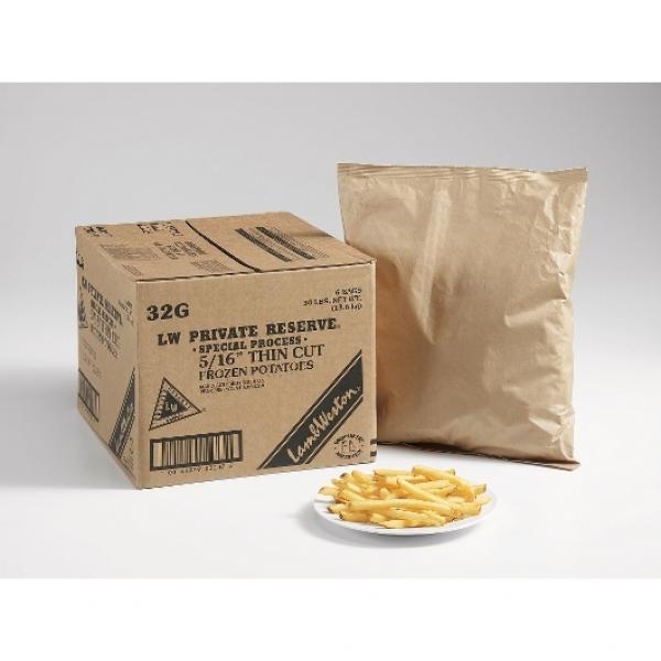 6" Thin Regular Cut Skin On Frozen Frenchfried Potatoes 5 Pound Each - 6 Per Case.