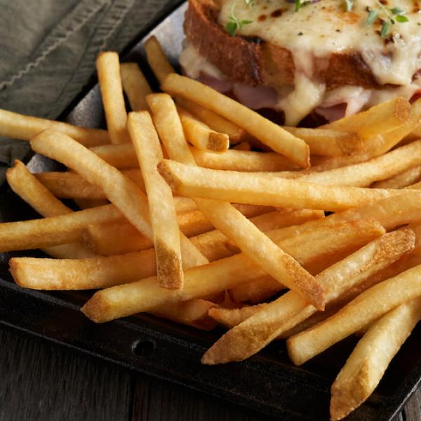 6" Thin Regular Cut Skin On Frozen Frenchfried Potatoes 5 Pound Each - 6 Per Case.