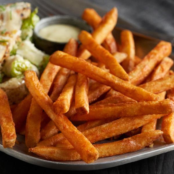 8" Regular Cut Skin On Original Recipe Frozen French Fried Potatoes 5 Pound Each - 6 Per Case.