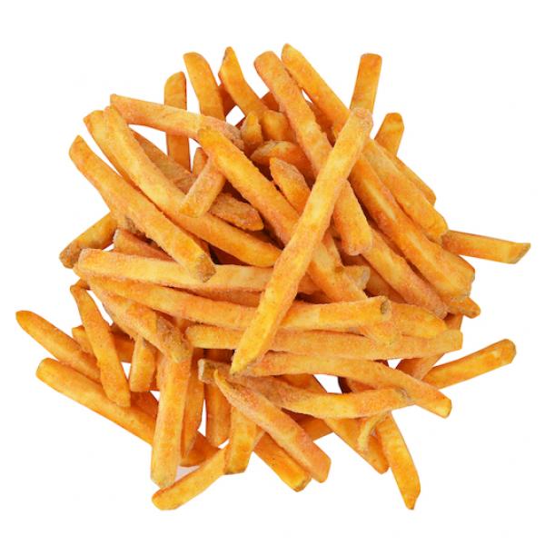8" Regular Cut Skin On Original Recipe Frozen French Fried Potatoes 5 Pound Each - 6 Per Case.