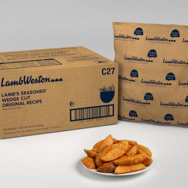 Wedge Cut Original Recipe Frozen Potatoes 5 Pound Each - 6 Per Case.