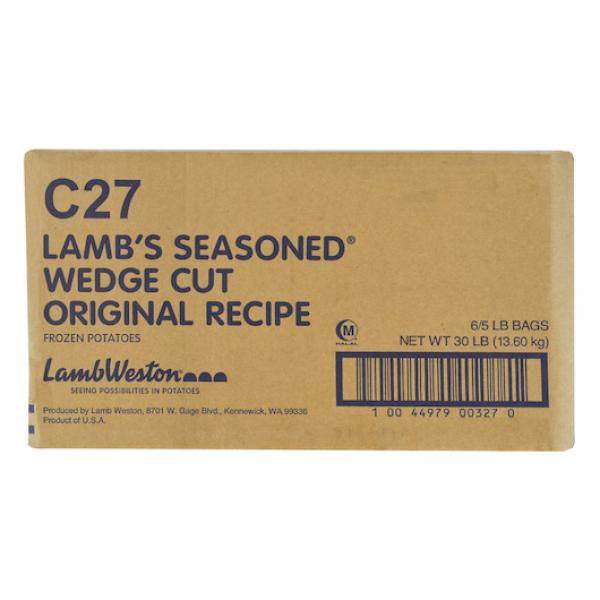 Wedge Cut Original Recipe Frozen Potatoes 5 Pound Each - 6 Per Case.