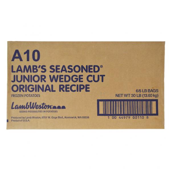 Lamb's Seasoned® Junior Wedge Cut Originalrecipe Frozen Potatoes 5 Pound Each - 6 Per Case.