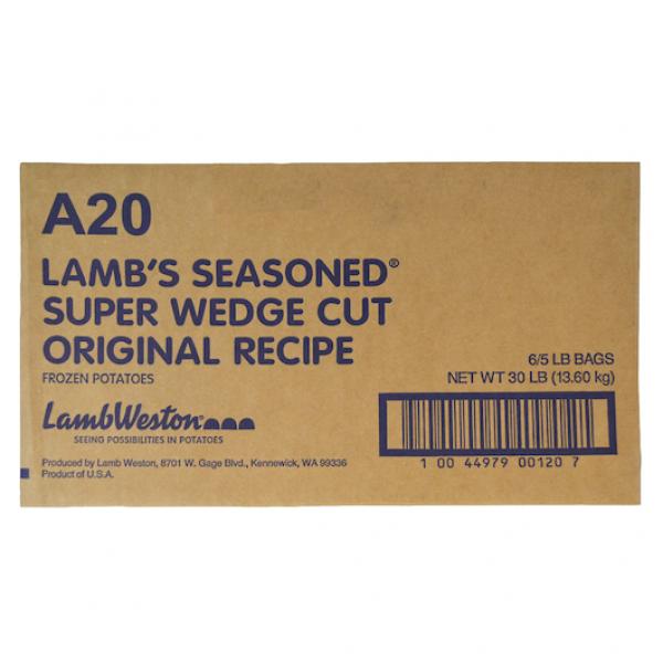 Super Wedge Cut Original Recipe Frozen Potatoes 5 Pound Each - 6 Per Case.