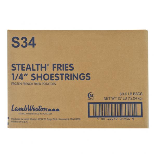 4" Shoestrings Frozen French Fried Potatoes 4.5 Pound Each - 6 Per Case.