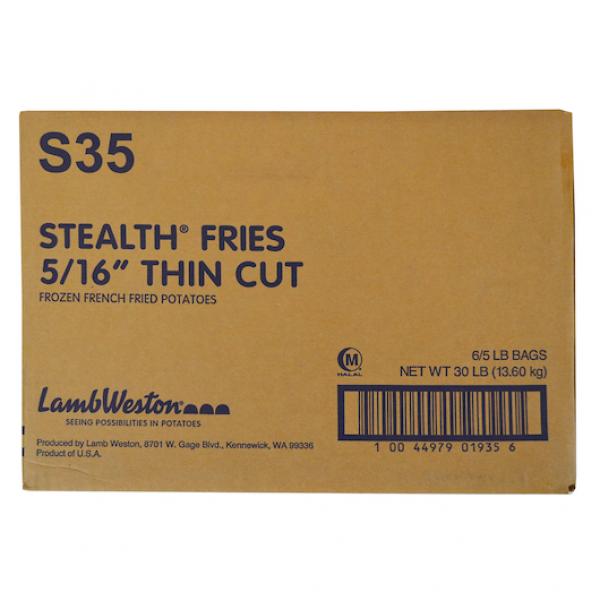 6" Thin Cut Frozen French Fried Potatoes 5 Pound Each - 6 Per Case.
