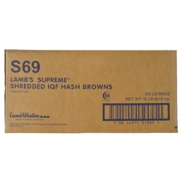 Shredded IQF Hash Browns Frozen Potatoes 3 Pound Each - 6 Per Case.