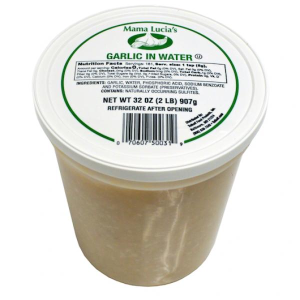 Mama Lucia's Garlic In Water 32 Ounce Size - 6 Per Case.