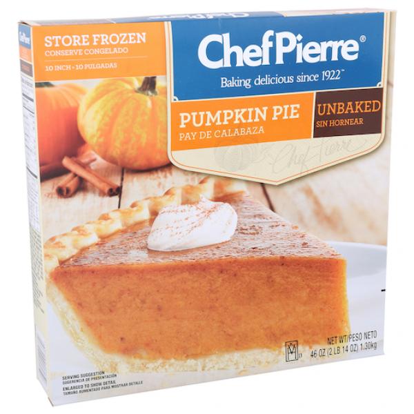 Chef Pierre Pie Pumpkin Unbaked 10" 2.875 Pound Each - 6 Per Case.